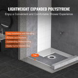 Shower Curb Kit, 914x914mm Shower Pan Kit with 160mm Central Drain, Lightweight EPS Shower V952-LYAZDB3636YCVU1CGV0