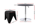 Artiss Bar Stools and Table Set 3PCS Dining Desk Kitchen Chair PVC Leather Black BA-SET-304PVC-T-BK