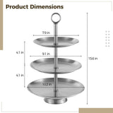 3-Tier Cupcake Stand, Large Stainless Steel Tiered Serving Tray, 7.9" 9.1" 10.2" Dessert Stand, V1369-AZ3-W-08669