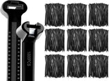 1000 Pcs Cable Zip Ties with Metal Tooth Stainless Steel Locking Device, 7 Inch Black Cable Ties, 45 V1258-DP02-C-2820