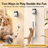 2-in-1 Automatic Cat Teaser Wand with Strong Suction Base, Interactive Feather & Plush Ball Toy for V1341-ZY-7EAEACP7-WHITE-S