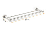 Polished Chrome 600mm Double Towel Rack Holder Stainless Steel Hanger Rail Kit V1233-6900360CR
