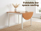 Artiss Dining Table and Chairs Set 5PCS, 75-110cm Drop-Leaf Table, with 4 Dining Chairs White DSET-DTAB-086-WHX4