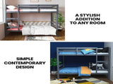 KINGSTON SLUMBER Single Bunk Bed Frame, Solid Pine 2-in-1 Modular Design, Converts to 2 Single Beds, V219-BEDBFSKS14GA