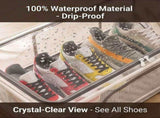 PVC Shoe Storage Box Waterproof Foldable Clear Steel Frame Under Bed Organizer, Zippered Access for V1192-AZ-W-21319