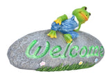 Welcome Frog Statue Luminous Garden Decor Resin Craftwork Patio Yard Lawn Animal Ornament for Indoor V1294-YM0718-3111210480711