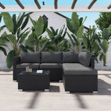 Ottoman-Style Outdoor Lounge Set in Black V264-OTF-507S-541S-BLK