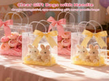 50 PCS Clear Gift Bags with Handle, PVC Reusable Tote Bags with Button Closure, Transparent Gift V1369-AZ3-W-08689