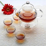 1 Set of Gongfu Chinese Ceremony Tea Set - 6 Glass cups with Infuser and Tealight Candle Pot Warmer V382-TEASETGONGFU