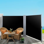 Instahut Side Awning Outdoor Blinds Sun Shade Retractable Screen 2X6M BK AWN-B-SIDE-BD-200-BLACK