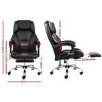 Artiss Executive Office Chair Leather Footrest Black OCHAIR-G-1051-FT-BK