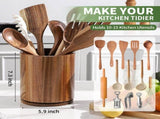 1 Piece Wooden Cutlery Holder 360 Degree Rotating Holds 10 to 15 Pieces, 15 cm V1237-ZY-818-245