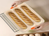 3-Slot French Bread Pan - Non Stick Silicone Baguette Mold for Hoagie, Sub Roll & Hot Dog Buns V1189-WXFWAL-20260319-00456