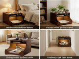 Bedside Table with Wireless Charging Station,LED Nightstand with Open Storage Drawers for Small Cats V1337-3C-0JGU-M4AZ