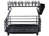 Drain Rack Double Layer Wrought Iron Double Countertop Dish Chopsticks Storage Rack with Drain Plate V1294-YM0901-3118210198611