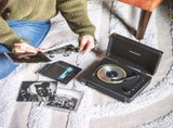 Crosley Cruiser Portable Retro CD Player with Stereo Bluetooth Speakers, FM Radio - Black V398-CR3505A-BK