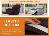Power Lift Recliner Chair Cover, Stretch Jacquard Fitted Slipcover with Side Pocket, Brown V1188-MS-721-268