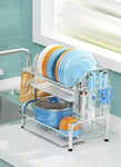 Stainless Steel 2-Tier Dish Drying Rack with Utensil Holder, Cutting Board Holder and Dish Drainer V178-84473