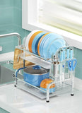 Stainless Steel 2-Tier Dish Drying Rack with Utensil Holder, Cutting Board Holder and Dish Drainer V178-84473