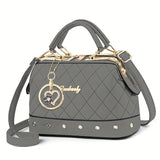 Women'S Handbag Quilted Handbag Studded Handbag Black Handbag Gold Toned - Blue - Size 25-13-16 V1347-945-61558-BLU-25-13-16