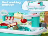 Keezi Kids Kitchen Play Set Play Pretend Sink Dishwasher Toys Green PLAY-SINK-CFL