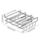 Coffee Mug Holder Under Cabinet, 10 Hooks Cup Organizer - No Drill Stainless Steel Kitchen Rack for V1370-AZ4-16649