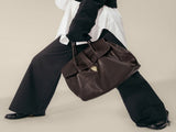 Size L Coffee Elegant Women's Leather Briefcase Tote Vintage Style Large Capacity Commuter Handbag V888-ELOSUNG27565