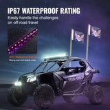 2 PCS 3 FT Whip Light, APP & RF Remote Control Led Whip Light, Waterproof RGB Chasing Lighted Whips V952-NBKJPPTDZ3YC08D12V9