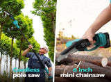 Giantz Telescopic Pole Chainsaw 6 Inch Cordless Tree Trimmer Kit 20V Battery PCAW-20V-6IN-GB
