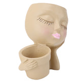 Face Planter Resin Fade Proof Unique Face Succulent Pot with Drainage Hole for Garden Decoration V1294-YM0901-3111240177111