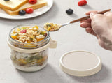 4-Pack 16oz Glass Overnight Oats Jars with Lids & Spoons, Airtight Mason Jars for Yogurt, Salad, V1107-CS-BXBLSNB