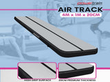 Powertrain Airtrack 20cm Thick 4m x 1m Inflatable Gymnastics Tumbling Mat Air Track - Black IFM-0401-GYBK