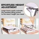 FORTIA Desk Riser 90cm Wide Adjustable Sit to Stand, for Dual Monitor, Keyboard, Laptop, White V219-ADKRISFO96WB
