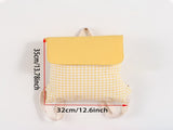 Purple Trendy Gingham Checkered Canvas Backpack Aesthetic Student School Bag Casual Daily Travel V888-ELOSUNG46728