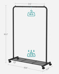 SONGMICS Clothes Rack with Wheels Sturdy Steel Frame Black V227-8498402100992