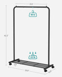 SONGMICS Clothes Rack with Wheels Sturdy Steel Frame Black V227-8498402100992