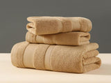 Brown Premium 3-Piece 100% Cotton Towel Set - Ultra Soft, Absorbent & Quick-Dry for Bathroom V888-ELOSUNG32955