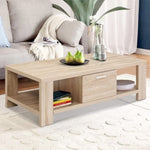 Artiss Coffee Table 1 Drawer Oak Maxi FURNI-N-MAXI-COF01-WD