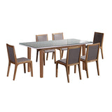 7 Pieces Dining Suite Dining Table & 6X Chairs in White Top High Glossy Wooden Base V43-DS-GLXY-7PC-WA & GA