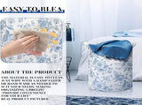 3 Pcs Blue Flower Foldable Laundry Basket Collapsible Clothes Hamper with Handle Canvas V1237-ZY00B0F9VZQ41C