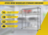 Wire Storage Rack 90x35cm Chrome Shelving with Wheels V63-841141