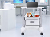 VEVOR 2 Tiers Lab Carts Mobile Medical Cart with 1 Drawer & 1 Top Tray White V952-SYSTCECKFBS42J1Z1V0