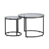Nesting Coffee Table Set of 2, 600 mm Round Coffee Table, Glass Nesting Tables for Small Place, V952-QTZTBYXKJTT2PVR8P001V0