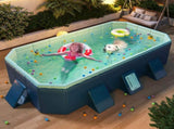 2.6m Foldable Pool PVC Non Inflatable Large Rectangle Pool Holding up to 6 People Hard Thickened V985-RECTANGULARPOOL