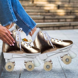 Circle Society Adjustable Quad Kids Roller Skates - Metallic Rose Gold Rhythm Skates BS-171362