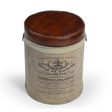 FRENCH CANVAS LEATHER PERFUME OTTOMAN V742-M6400
