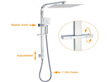Chrome Twin Square Shower Set 12" Rain Shower Head 3 Function Handheld Rail Arm Taps V1233-C7121SHS002M4CKSS112CPF0272A