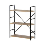 CARLA HOME 3 Tier Bookshelf - Industrial Display Shelf - Brown - Rustic - Steel - Living Room Office V178-36412