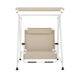 Gardeon Outdoor Swing Chair Garden Lounger 2 Seater Canopy Patio Furniture Beige GSC-BST-2S-LOUNGE-BE