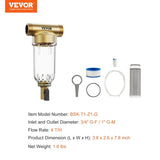Spin Down Filter, 40 Micron Whole House Sediment Filter for Well Water, 3/4" G-F 1" G-M, 4 T/H V952-SDCXQZSGLQZC3BJ3TV0